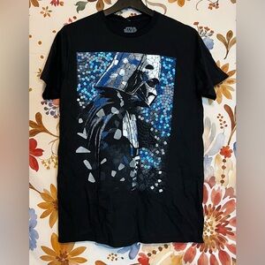 NWT Star Wars Darth Vader M Unisex Tee Black Blue Graphic Mosaic Multi Season